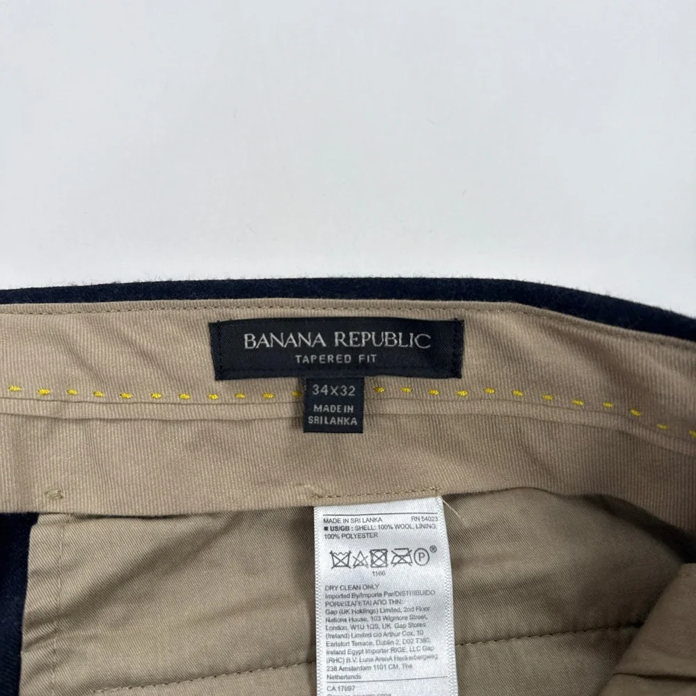 Banana Republic Mens Pants 34x32 Navy Blue Vitale Barberis Canonico Flannel Wool